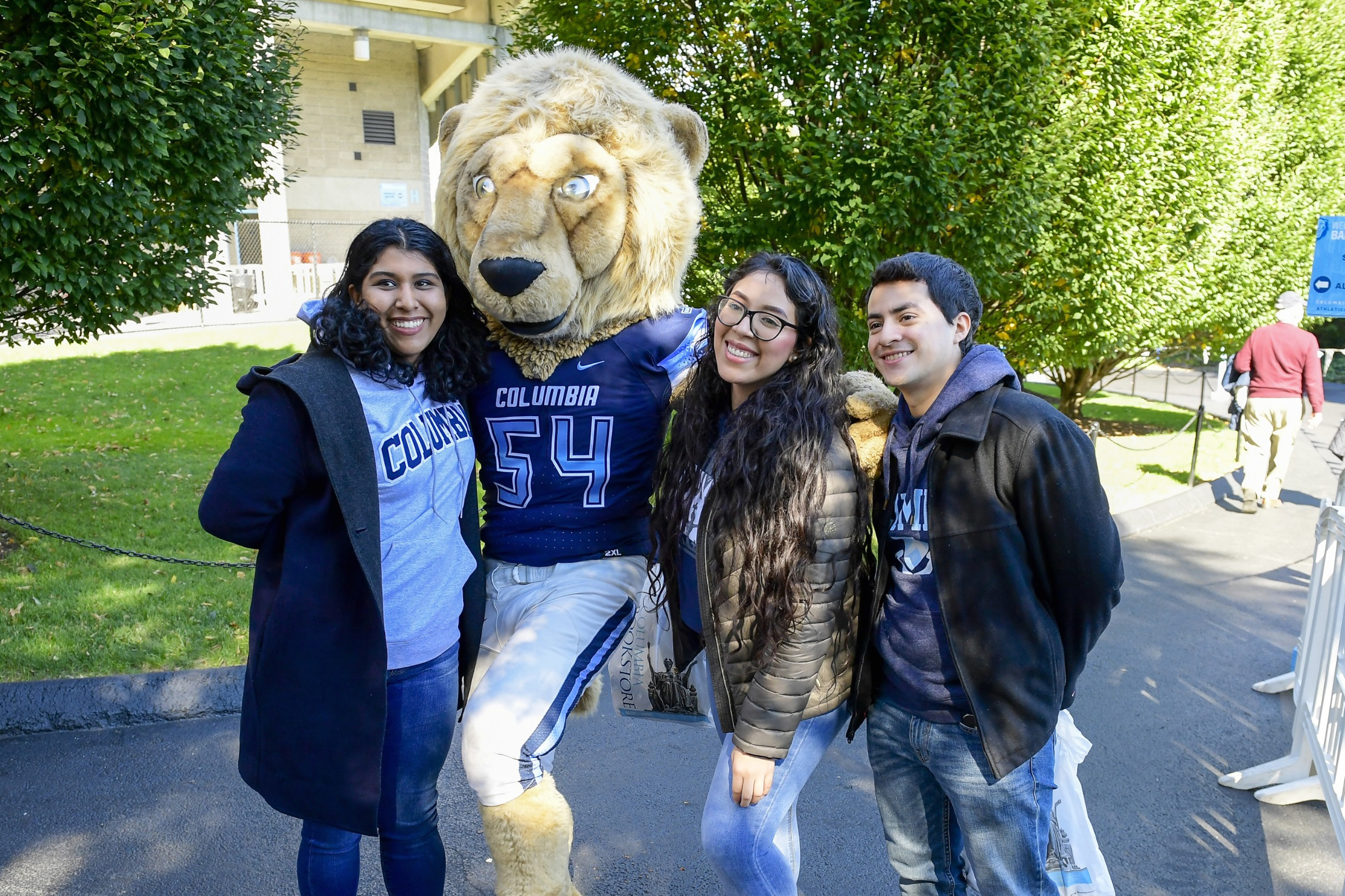 Columbia fans at Homecoming with Roar-ee the Lion.
