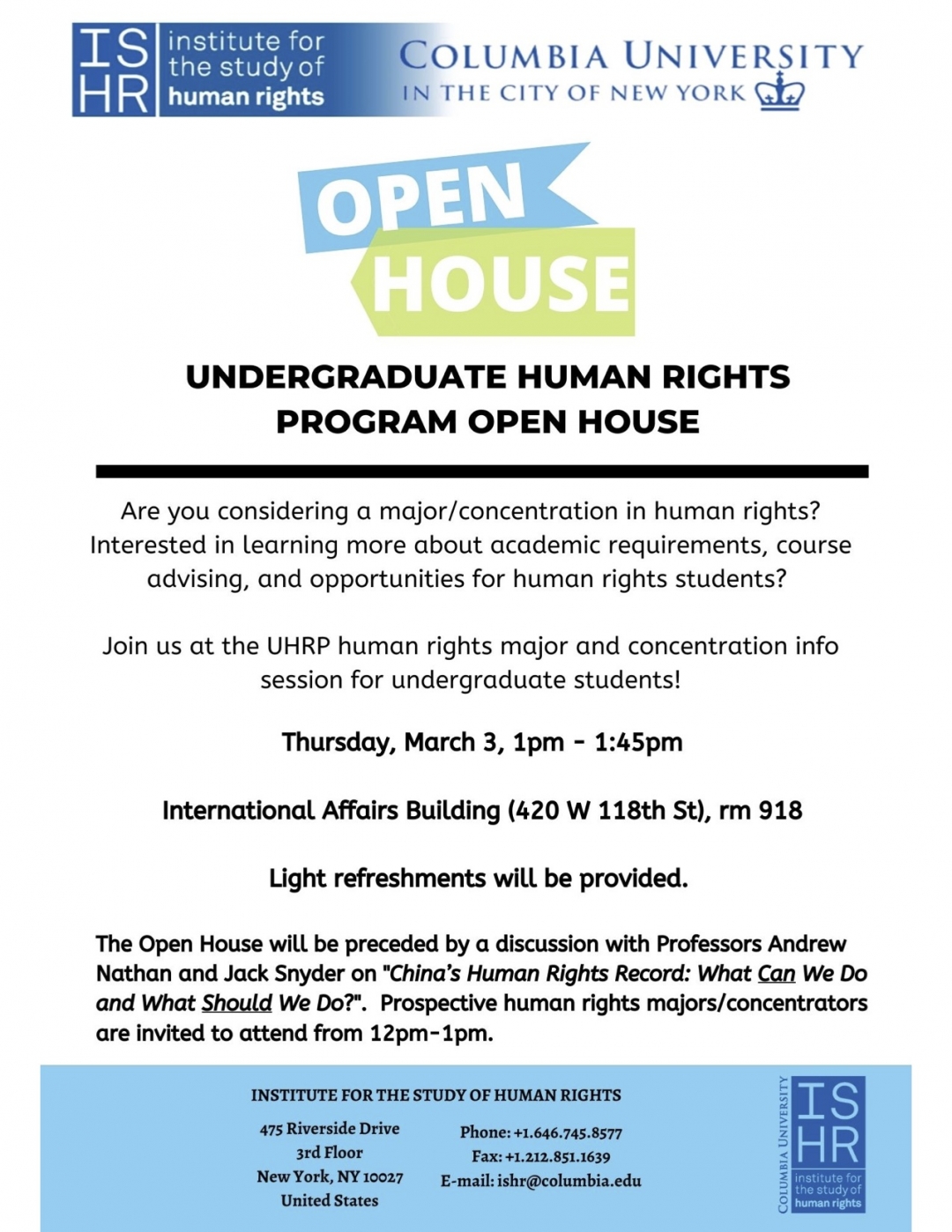 Human Rights Open House flyer