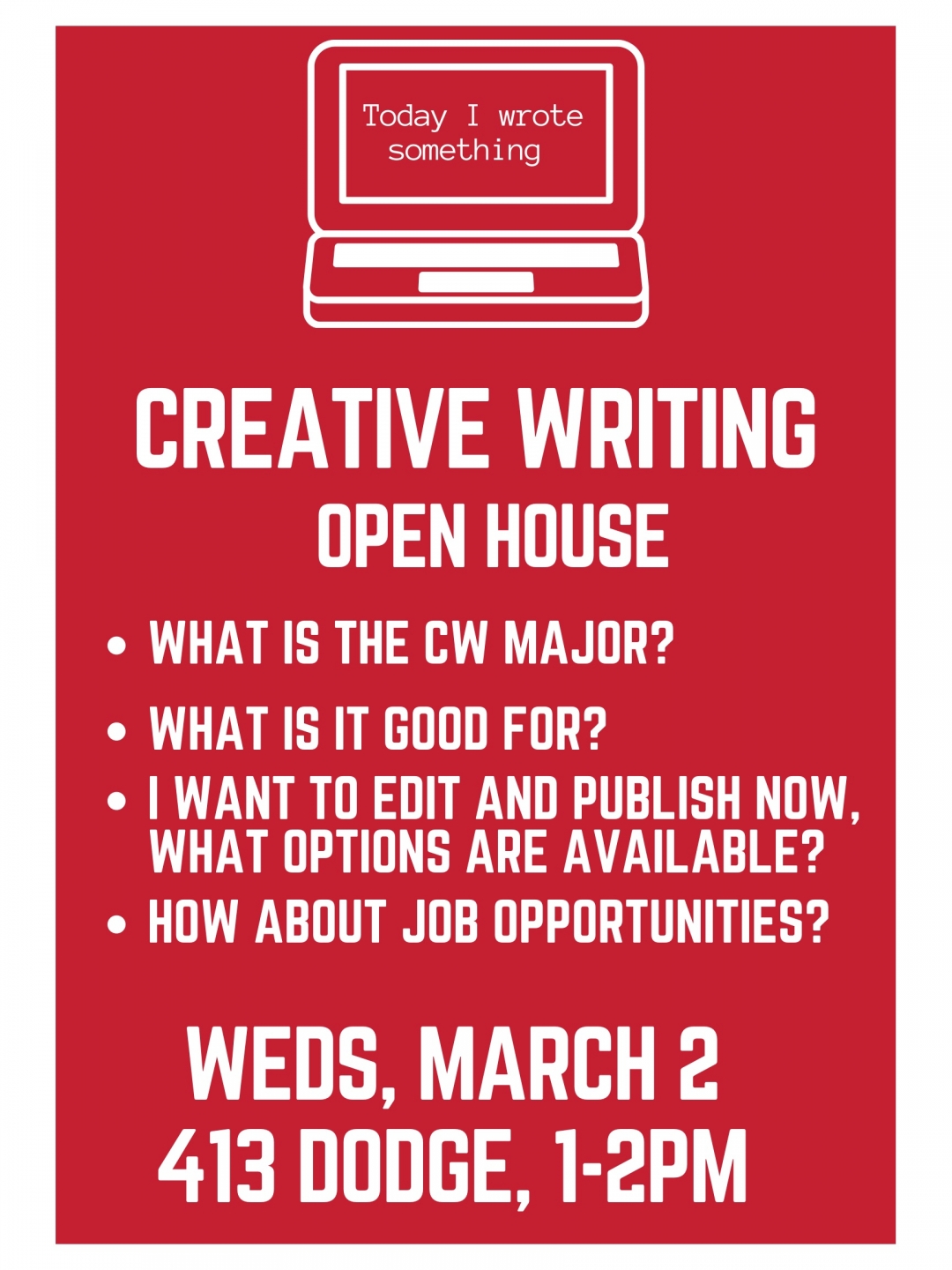 Creative Writing Open House Poster